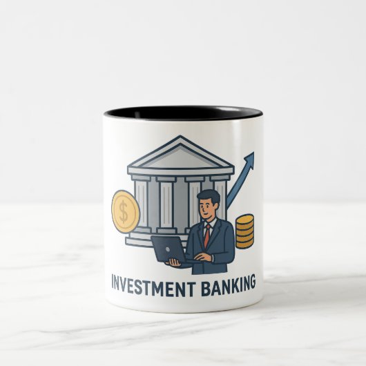 Tasse 2 Couleurs Illustration du concept bancaire d'investissement (Centre)