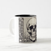 Tasse 2 Couleurs Illustration du crâne (Devant gauche)