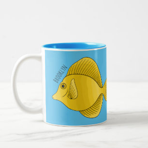 Tasse 2 Couleurs Illustration du poisson-tang jaune