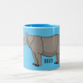 Tasse 2 Couleurs Illustration du rhinocéros de Javan (Centre)