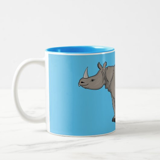 Tasse 2 Couleurs Illustration du rhinocéros de Javan (Gauche)