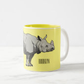 Tasse 2 Couleurs Illustration du rhinocéros de Javan (Devant droit)