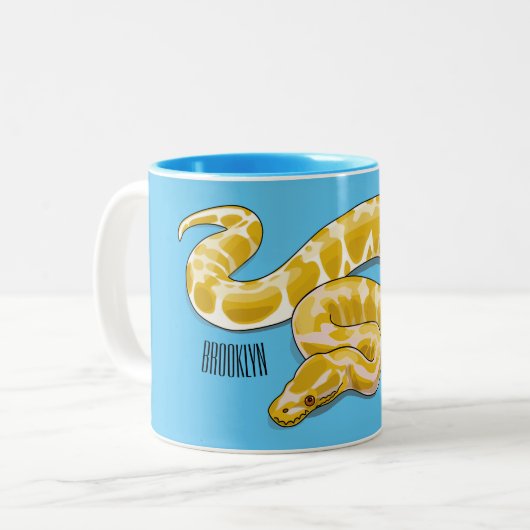 Tasse 2 Couleurs Illustration du serpent python birman (Devant gauche)