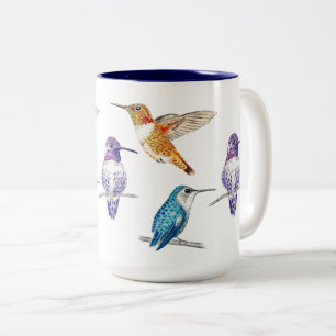Tasse 2 Couleurs Illustration du trio des colibris
