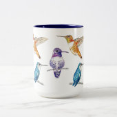 Tasse 2 Couleurs Illustration du trio des colibris (Centre)
