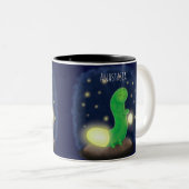 Tasse 2 Couleurs Illustration du ver vert mou (Devant droit)