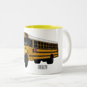 Tasse 2 Couleurs Illustration d'un autobus scolaire (Devant droit)