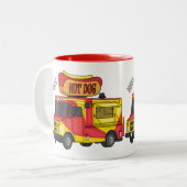 Tasse 2 Couleurs Illustration d'un camion de nourriture pour chien (Devant gauche)