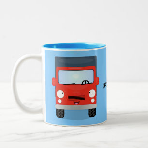 Tasse 2 Couleurs Illustration d'un camion kawaii rouge mou