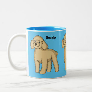 Tasse 2 Couleurs Illustration d'un caniche brun joyeux
