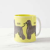Tasse 2 Couleurs Illustration d'un chien hound afghan (Devant droit)