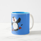 Tasse 2 Couleurs Illustration d'un macareux volant mou (Devant droit)