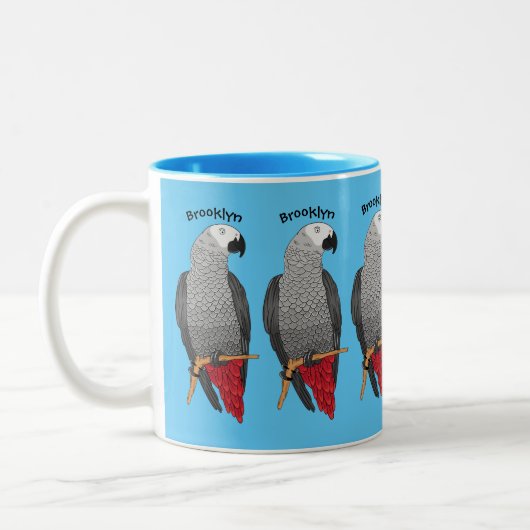 Tasse 2 Couleurs Illustration d'un perroquet gris en Afrique (Gauche)
