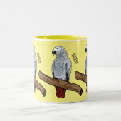 Tasse 2 Couleurs Illustration d'un perroquet gris en Afrique (Centre)