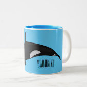 Tasse 2 Couleurs Illustration d'une baleine tueuse (Devant droit)