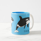 Tasse 2 Couleurs Illustration d'une baleine tueuse (Devant droit)