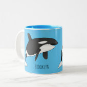 Tasse 2 Couleurs Illustration d'une baleine tueuse (Devant gauche)