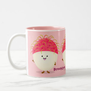 Tasse 2 Couleurs Illustration mignon du ramboutan rose