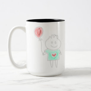 Tasse 2 Couleurs Illustration minimaliste d'un enfant mignon tenant