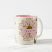 Tasse 2 Couleurs Illustration personnalisée de marguerite rose déli (Devant droit)