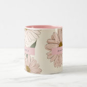 Tasse 2 Couleurs Illustration personnalisée de marguerite rose déli (Centre)