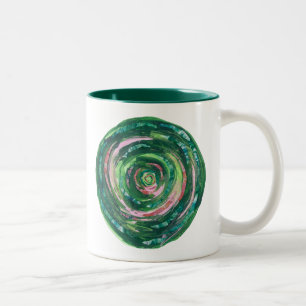 Tasse 2 Couleurs illustration vert-rose #2 de 4th-Heart Chakra