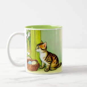 Tasse 2 Couleurs Illustration vintage Tabby Cat
