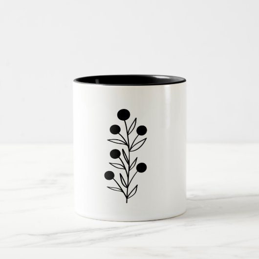 Tasse 2 Couleurs Illustrations botaniques en noir et blanc (Centre)