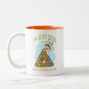 Tasse 2 Couleurs I'm Just Here for the Chocolate Eggs - Funny Easte