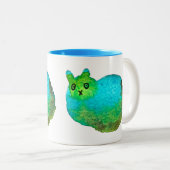 Tasse 2 Couleurs Image d'art de chat bleu gras mou (Devant droit)