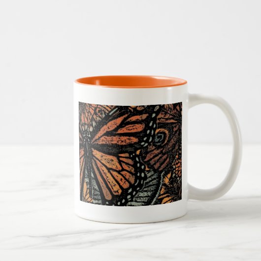 Tasse 2 Couleurs Imaginaire papillon orange art abstrait (Droit)