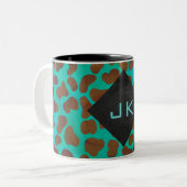 Tasse 2 Couleurs Impression Brown et Turquoise dalmate (Devant gauche)