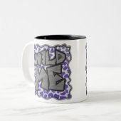 Tasse 2 Couleurs Impression dalmate violet et blanche (Devant gauche)