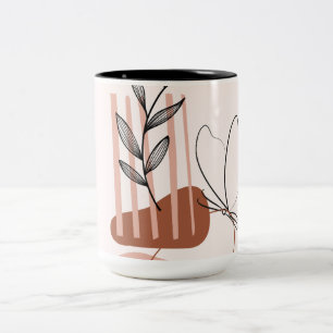 Tasse 2 Couleurs Impression d'art botanique moderne,