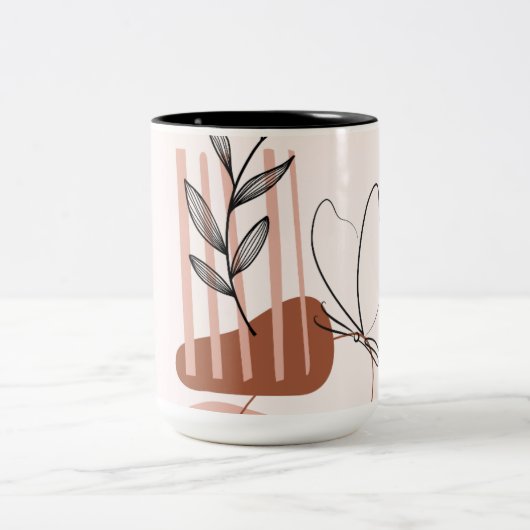 Tasse 2 Couleurs Impression d'art botanique moderne, (Centre)