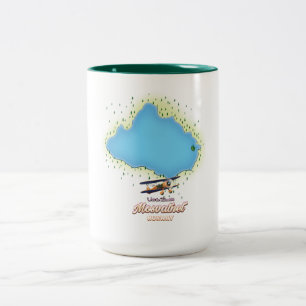 Tasse 2 Couleurs Impression d'art de carte du lac Mosvatnet Norvège
