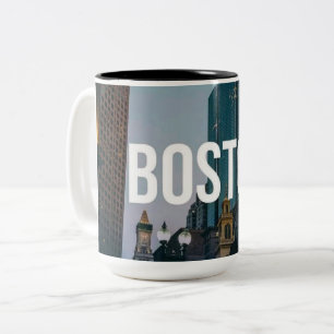 Tasse 2 Couleurs Impression de paysage urbain vintage de Boston - A