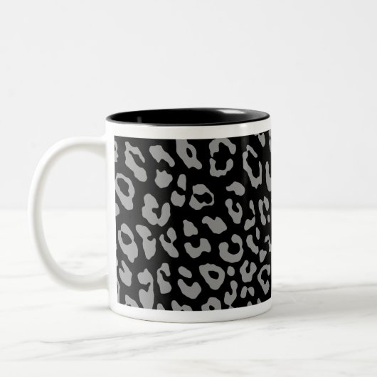 Tasse 2 Couleurs Impression léopard noir gris (Gauche)