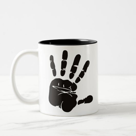 Tasse 2 Couleurs Impression main noir (Gauche)