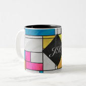 Tasse 2 Couleurs Impression Mondrial jaune rose (Devant gauche)