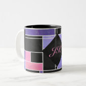 Tasse 2 Couleurs Impression noire violet mondriaque (Devant gauche)