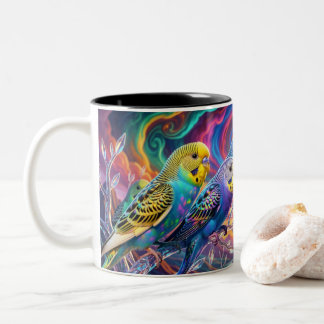 Tasse 2 Couleurs Impression vibrante de perruches, valeur (semi-bri