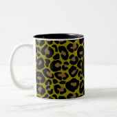Tasse 2 Couleurs Imprimé animal léopard vert olive noir initial (Gauche)