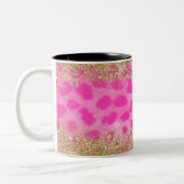 Tasse 2 Couleurs Imprimé guépard léopard rose pailleté or monogramm (Gauche)