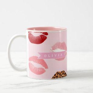 Tasse 2 Couleurs Imprimé léopard rose chic personnalisé pour les lè