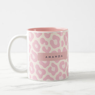 Tasse 2 Couleurs Imprimé léopard rose pastel personnalisé