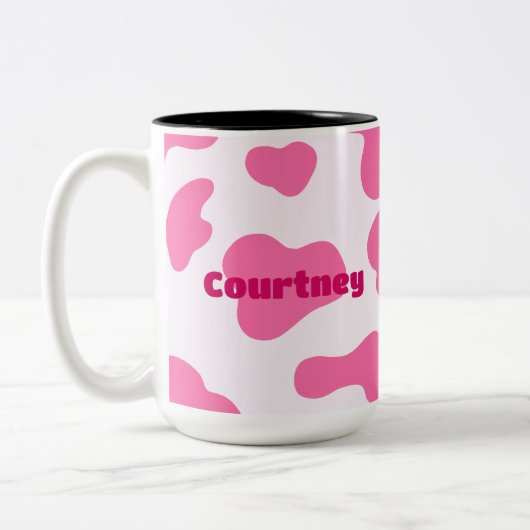 Tasse 2 Couleurs Imprimer Monogramme Animal Rose Cow (Gauche)