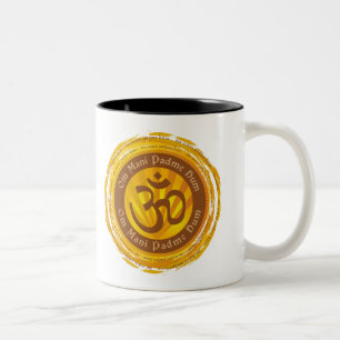 Tasse 2 Couleurs Incantation tibétaine avec le symbole d'Aum