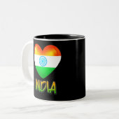 Tasse 2 Couleurs Inde Drapeau Coeur coupé (Devant gauche)