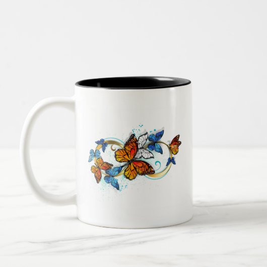 Tasse 2 Couleurs Infinité de papillons monarques (Gauche)